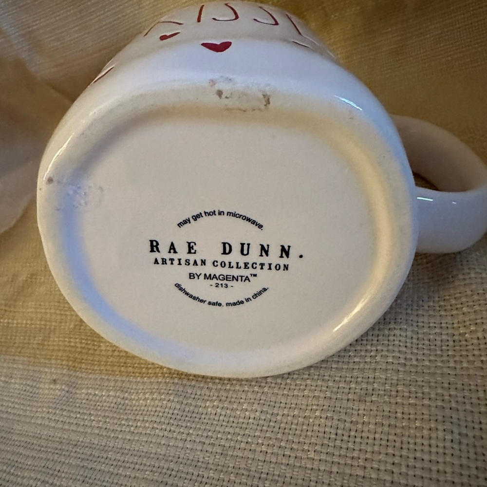 Rae Dunn White Mug with Red Hearts - KISSES - Picture 2 of 3